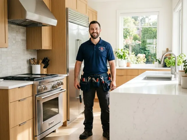 Appliance Repair Hero technician in a Alexandria, KY kitchen after an appliance repair